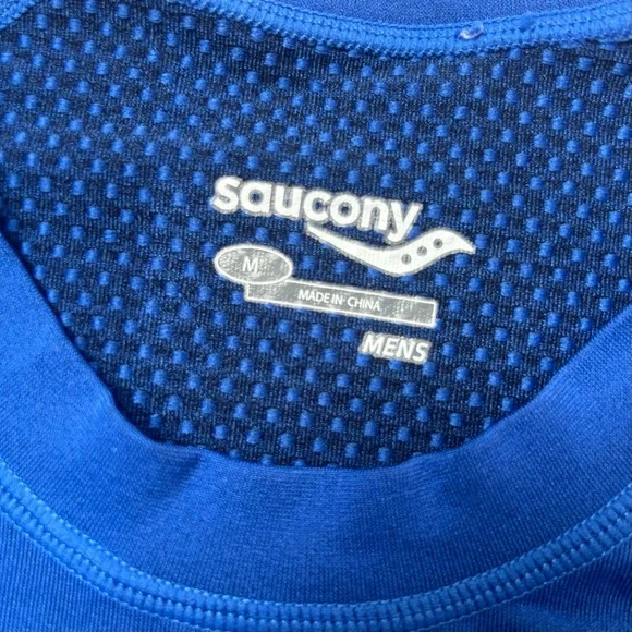Saucony Men’s Blue and Black Running Athletic Top Size Medium - Picture 3 of 4